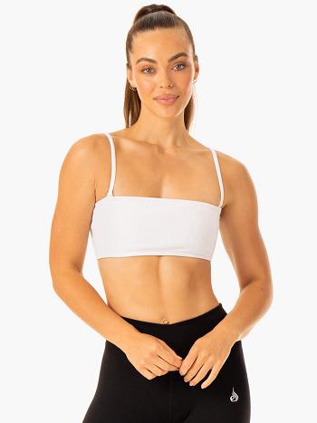 White Women's Ryderwear Convertible Bandeau Sports Bras | G2T43820