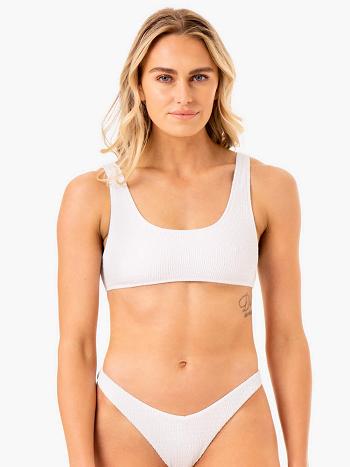 White Women's Ryderwear Paradise Scoop Bikini Top Swimwear | SF7597824