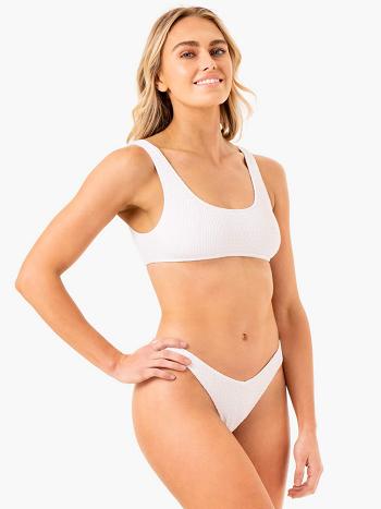 White Women's Ryderwear Paradise V Bikini Bottom Swimwear | DF7942445