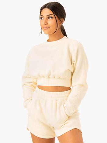 White Women's Ryderwear Sideline Sweater Top | 67KR95104